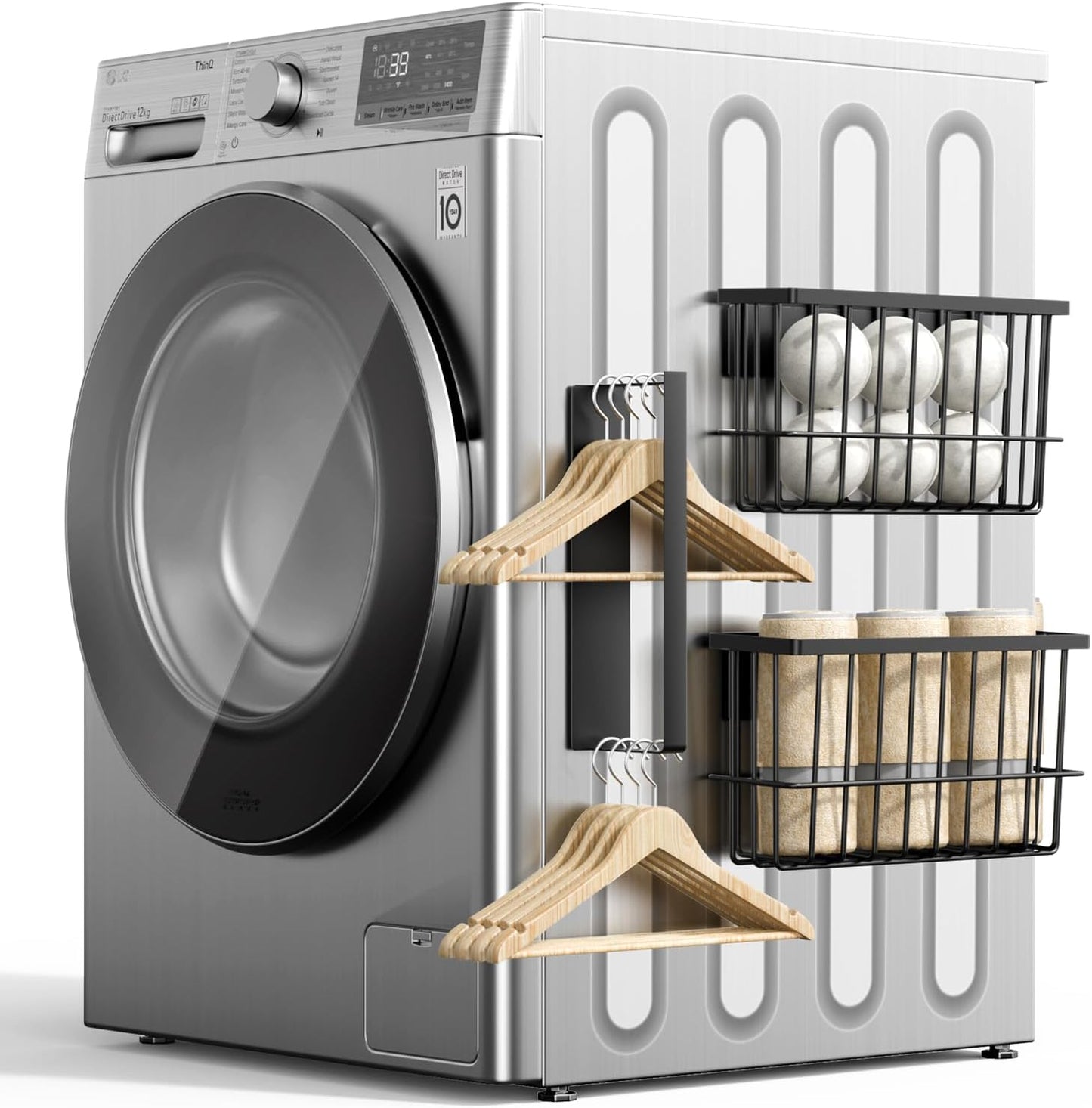 FAMNONE 1-Pack Magnetic Basket for Dryer Balls, Laundry Room Organizer | Metal Dryer Ball Holder, Magnetic Lint Bin, Fridge Basket, Washer Dryer Organizer for Kitchen, Laundry