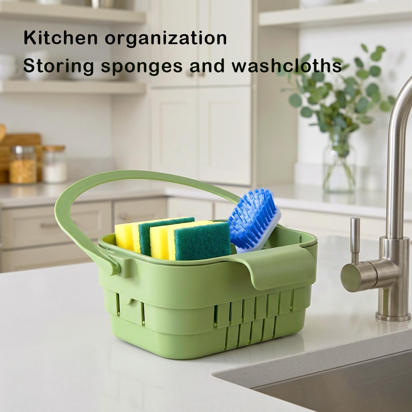 Kitchen Foldable Hanging Sink Drain Basket - Faucet Hanging Strainer Basket | Multifunctional