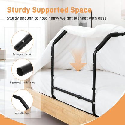 Blanket Lifter for Feet Under Mattress with 4 Clips–Extra-wide Foot Tent Keep Blankets Off Feet, Height Width Adjustable Bed Cradle Lift Bar Sheet Support for Enhanced Foot Toe Leg and Knee Comfort