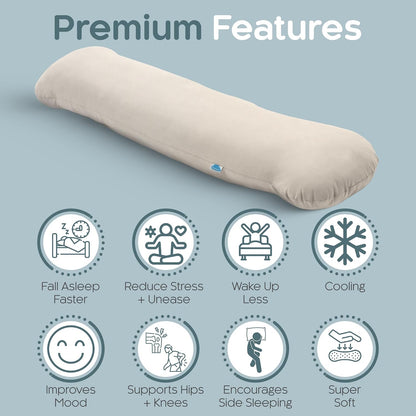 Weighted Body Pillow 6.5lbs, Cooling Tencel Cover, 41” x 10” | Calming Weighted Comfort, Breathable Cooling Cover, Machine Washable, Made for Side Sleepers, 12 Month Warranty