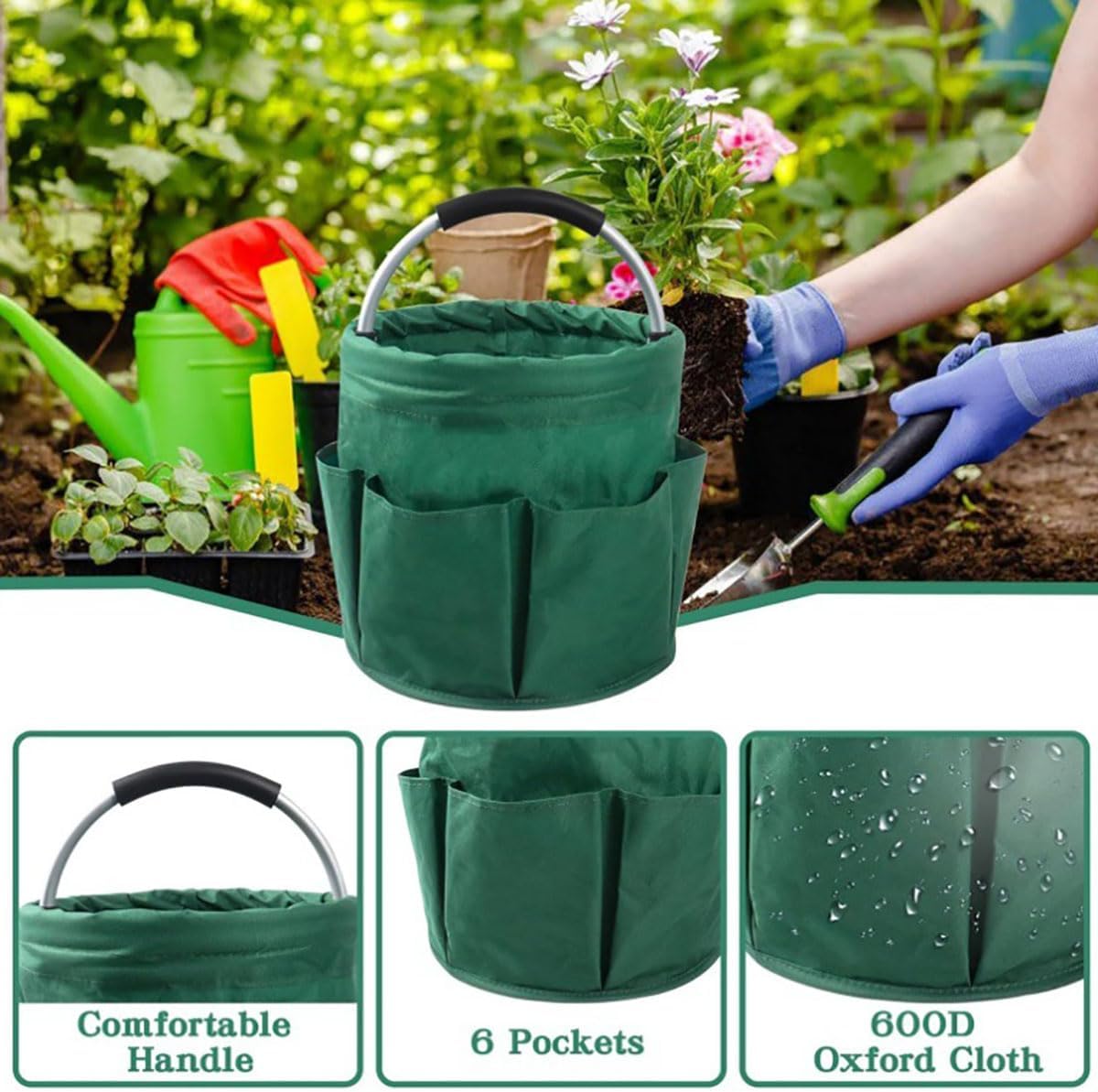 Cleaning Caddy with Handle,Cleaning Supplies 17L Foldable Storage Basket | Portable Multi Bucket Organiser Mop Bucket for Home Garden (Black)-11 x 11inches