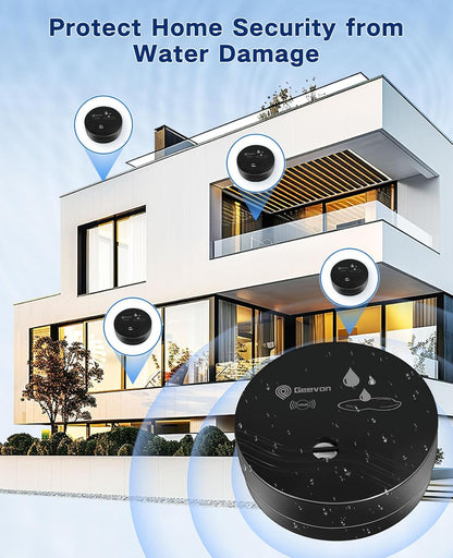 Geevon 10 Pack Water Leak Detectors,100dB Sensor Alarms for Home | Flood Leak Detectors for Basement,Bathroom,Laundry Room,Sink,Garage,Wine Cellar,RV and Window,Water Alarms with Batteries