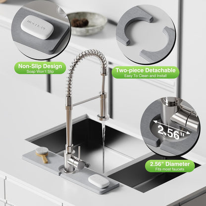 Premium Stone Faucet Mat for Kitchen Sink, 30" x 4" White | Quick Drying & Water Absorbent, Sink Splash Guard Tray for Prevents Moisture Buildup