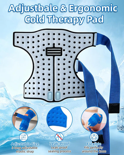 JOBYNA Leakproof Cold Therapy Knee Pad – Compatible Exclusively Ice Therapy Machine, Continuous Circulating Ice Knee Wrap for Post-Surgery Recovery, ACL, Meniscus Tear – No Gel Replacement Pad