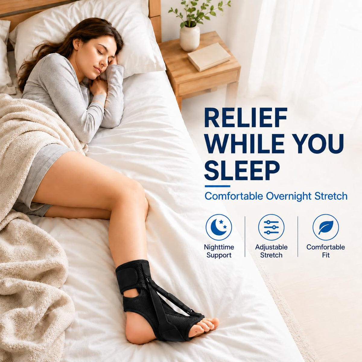 LILILI Plantar Fasciitis Night Splint Plantar Fasciitis Brace and Support | Plantar Fasciitis Relief, Dorsal Night Splint for Plantar Fasciitis Planter Facetious Support, Foot Splint for Men & Women