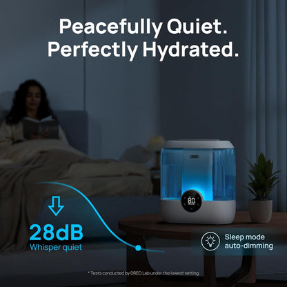 DREO 3L Humidifiers for Bedroom, 30H Runtime, 26 dB Quiet, Black