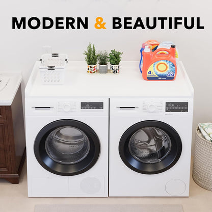 SpaceAid Washer Dryer Countertop, Laundry Wood Shelf Topper with Edge, 54" Width x 27.5" Depth Cover Guard Organizer for Washer and Dryer Laundry Hamper Counter Storage Organization (Black)