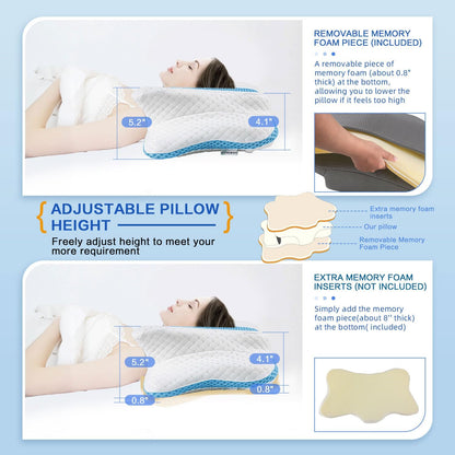 Pain Relief Cervical Pillow for Neck Support, Adjustable Ergonomic Pillow | Cozy Sleeping, Odorless Orthopedic Memory Foam Pillow, Contour Bed Pillow for Side Back Stomach Sleeper