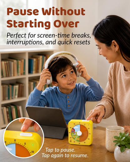Visual Timer for Kids - The Perfect Kids Timer Visual Aid for Classroom, Home & Desk Use - Great for Study, Productivity, Toddlers Shower & Potty Training Time 60 Minute Countdown Timers (Dinosaur)