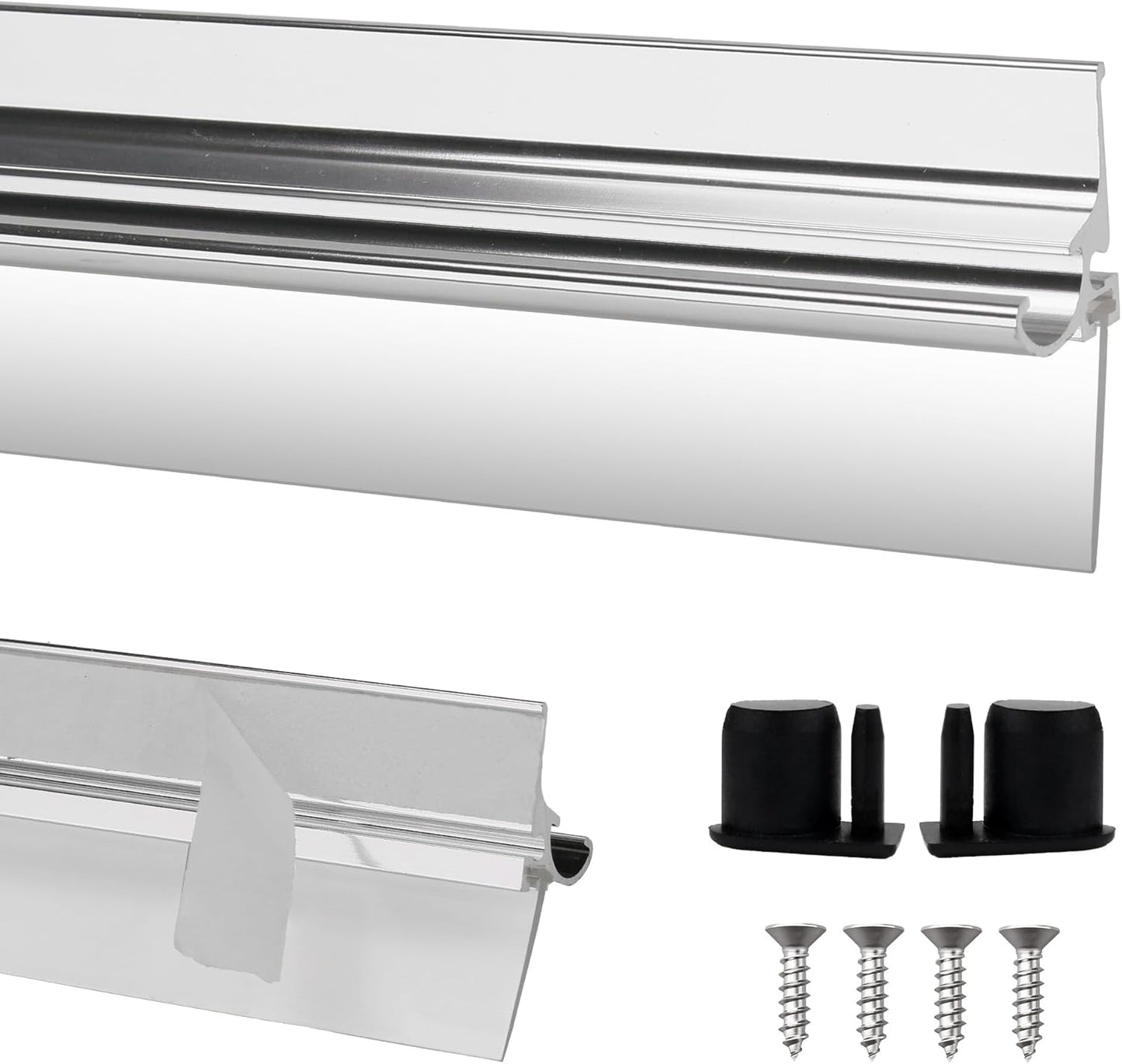 32” Shower Door Drip Rail with Sweep for Chrome Framed Shower Door Bottom | Compatible with Sliding Glass Shower Doors bottom Replacement Parts