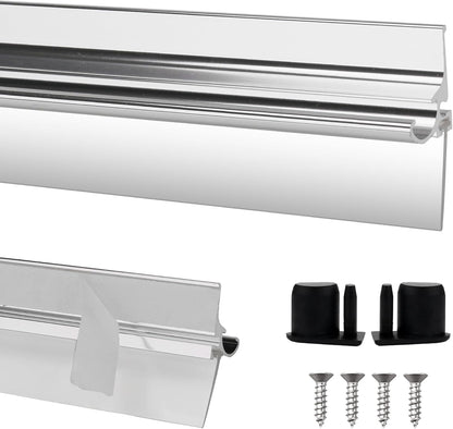 32” Shower Door Drip Rail with Sweep for Chrome Framed Shower Door Bottom | Compatible with Sliding Glass Shower Doors bottom Replacement Parts