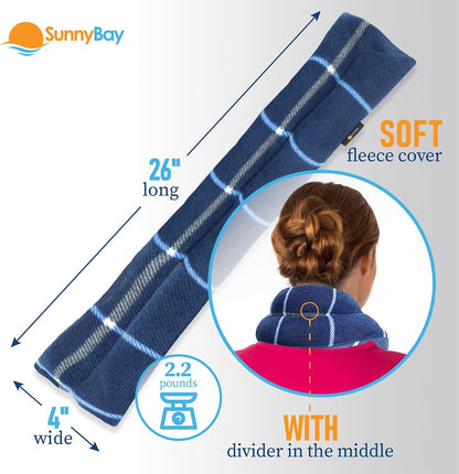SunnyBay Microwavable Heating Pads, Microwavable Moist Heated Neck and Shoulder Wrap, Versatile Weighted Beanbag Cold Pack or Warm Compress, 2.2 lbs, 26x4 Inches, Navy Blue