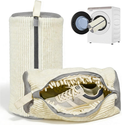2PCS Shoe Washing Machine Bag With Zipper,Heavy Duty Shoe Washing Bag,Grey | sneaker washing machine bag,sneaker bag for washing machine,laundry shoe bag for washing machine,tennis shoes washing bag