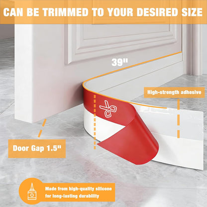 2 Pack Door Draft Stopper (2" W x 39" L), Multi-Use Under Door Sweep & Window Draft Blocker, Weather Stripping for Garage/Interior/Exterior Doors, Dust/Noise, Reusable & Trimmable(White)