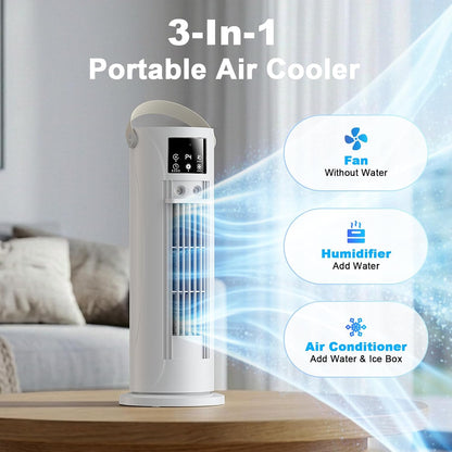 Portable Air Conditioners - 3 Speeds & Storm Mode & Mist Spray, Tower Cooling Fan with Timer, Evaporative Air Cooler 120° Oscillation for Home, Office, Bedroom - Portable AC Standing Fan (White)