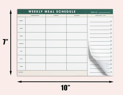 Weekly Magnetic Meal Planner & Tear Off Grocery List - 7 x 10 Inch Menu Planner Notepad for Fridge - Grocery Shopping List Notepad –Dinner List for Refrigerator - (Large Planner with 60 Sheets - 7 x