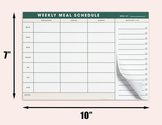 Weekly Magnetic Meal Planner & Tear Off Grocery List - 7 x 10 Inch Menu Planner Notepad for Fridge - Grocery Shopping List Notepad –Dinner List for Refrigerator - (Large Planner with 60 Sheets - 7 x