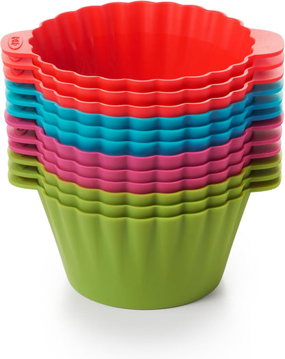 OXO Good Grips Silicone Baking Cups, Pack of 12, Reusable, BPA-Free, Dishwasher Safe, Non-Stick, Food Grade, Cupcake Cups, Muffin Cups, Cupcake Liners, Muffin Liners