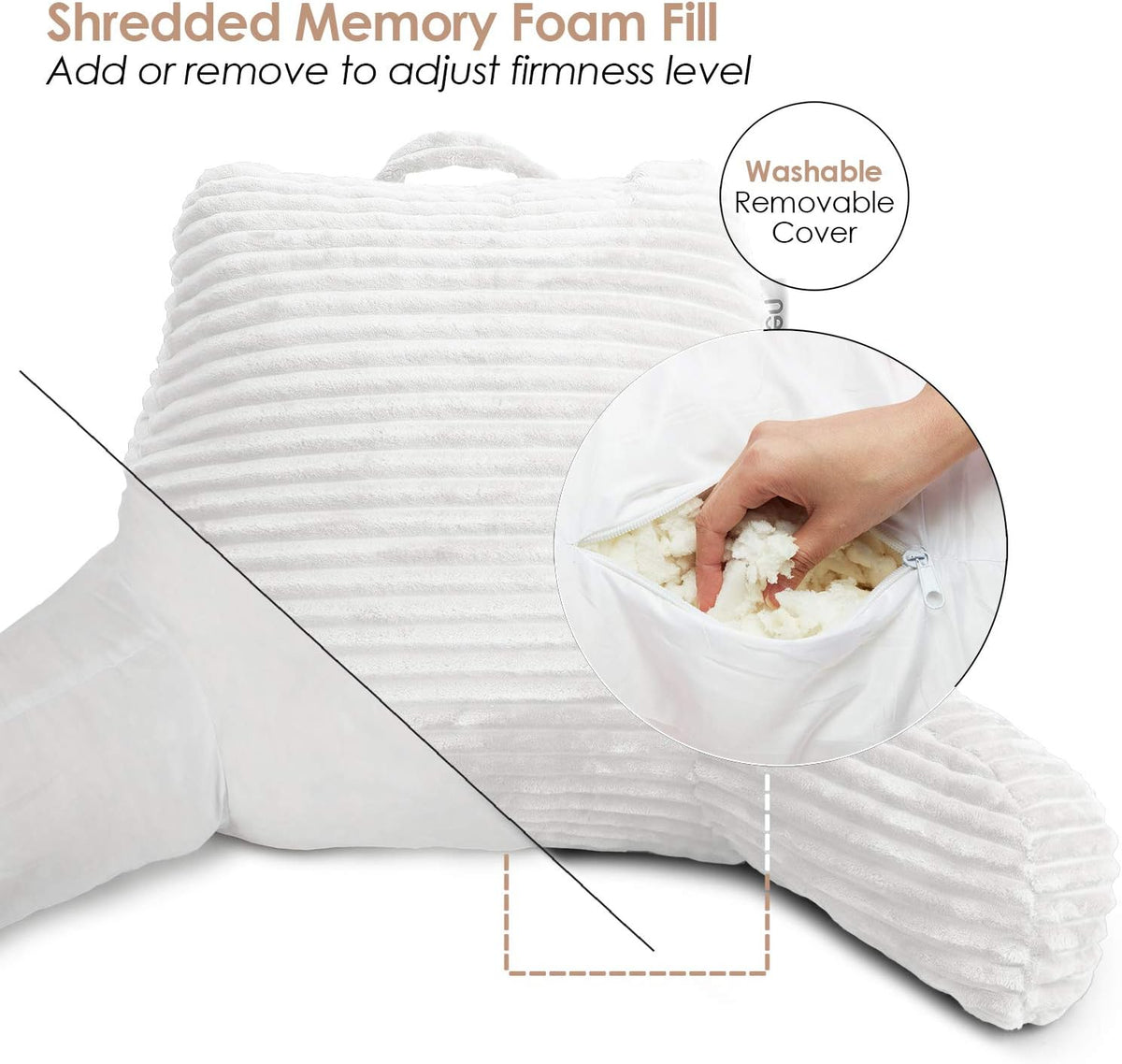 Hearth & Harbor Reading Pillow for Bed Adult – Back Pillow for Sitting in Bed, Standard Bed Pillows for Sitting Up in Bed, Foam Bed Chair Pillow, Stone Blue Bed Rest Pillow