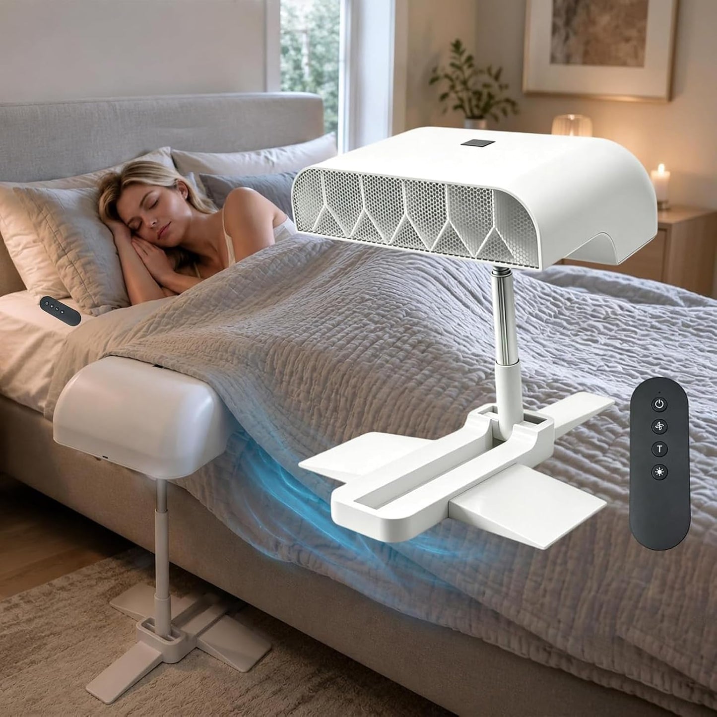 Midnight Bed Cooling System, Bed Fan Under Sheets, Cooling Bed Fan For Hot Sleepers, Ideal Summer Gift, Bed Side Fans For Sleeping, 5-level adjustment, for 22cm/8.66 in to 53cm/20.86 in Mattress