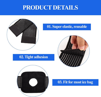 4 Pcs Adjustable Ice Pack Straps with Elastic Belt,Strap Bandage for Ice Bag Hot Cold Therapy,Multipurpose Elastic Ice Bag Wrap Band Ice Belt for Wrists, Arms, Waists, Knees Cold Pack