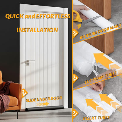 MAXTID Large Door Draft Stopper 30 Inch for Small Bedroom, Fits 1.7" Gaps | Small Size Bedroom Door, Fits 0.5 to 1.7" Gaps, White Under Door Draft Blocker, Seal Gap, Draft Guard for Bottom of Doors