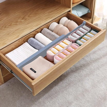 Bamboo Drawer Dividers Organizers, Drawer Separators Splitter,17-22 inches Long Adjustable Spring-loaded Organizer for Large Utensil, Clothes, Tools Drawers(yellow)