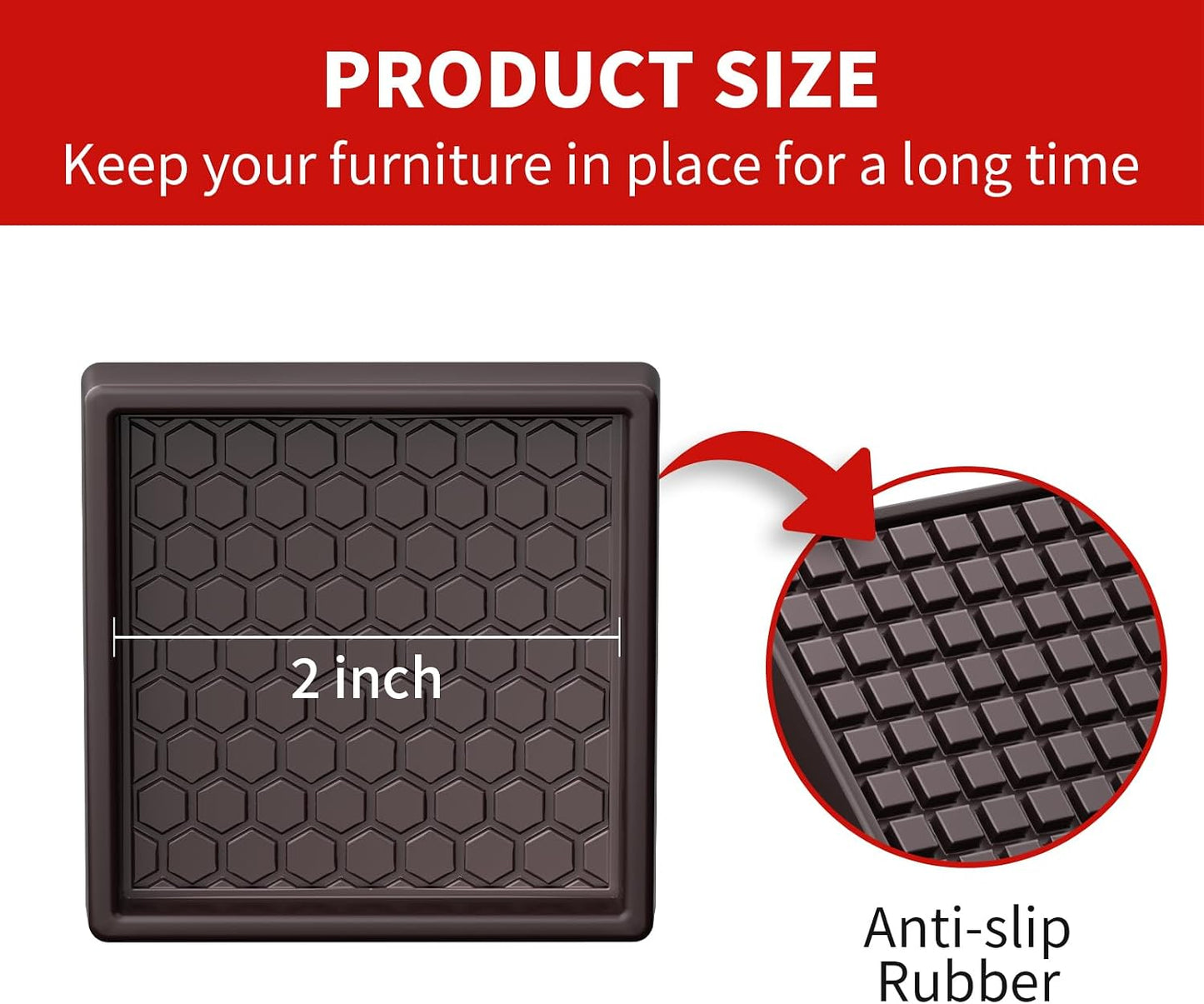 Ezprotekt Non Slip Furniture Pads, 12 Pcs 2" Anti Skid Rubber Furniture Caster Cups, Anti-Slip Furniture Coasters for Hardwood Floors, Anti Slide Floor Protectors for Bed Couch Stoppers (Black)