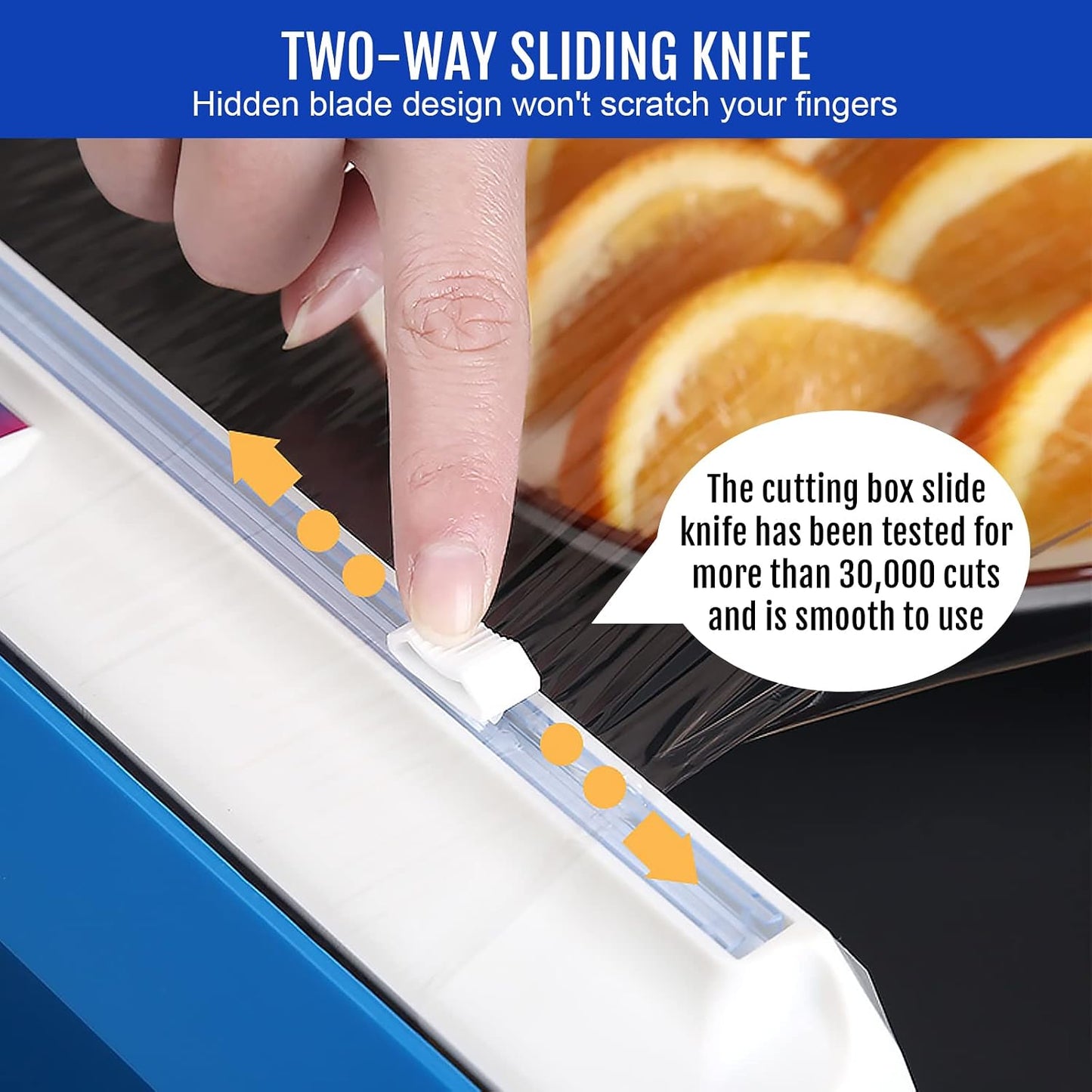 Plastic Wrap Dispenser With Cutter, Reusable Cling Film Dispenser, Cling Wrap Dispenser With Slide Cutter, Also For Aluminum Foil, Tin Foil, Baking Paper (L)