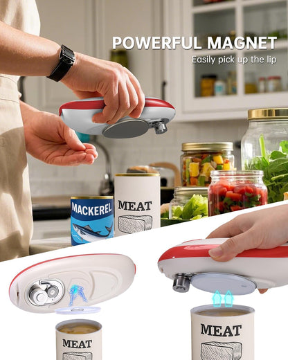 CIRCLE JOY Electric Can Opener, One-Touch Automatic Can Opening with Smooth Edges, Food Safety Handheld Battery-Operated Can Opener for Kitchen and Seniors, Blue