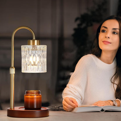 Candle Warmer Lamp with Timer and Dimmer,Electric Gold Light Gifts for Women Melt Wax Warmer Lamp with 2 Bulbs for Candle Jars House Warming New Home Decor Bedroom