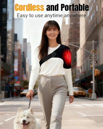 Electric Shoulder Heating Pad Wrap| 3 Adjustable Heat Settings Heated Shoulder Wrap for Pain Relief | Cordless USB Powered Hot Therapy Pad for Rotator Cuff, Men and Women (No Power Bank)