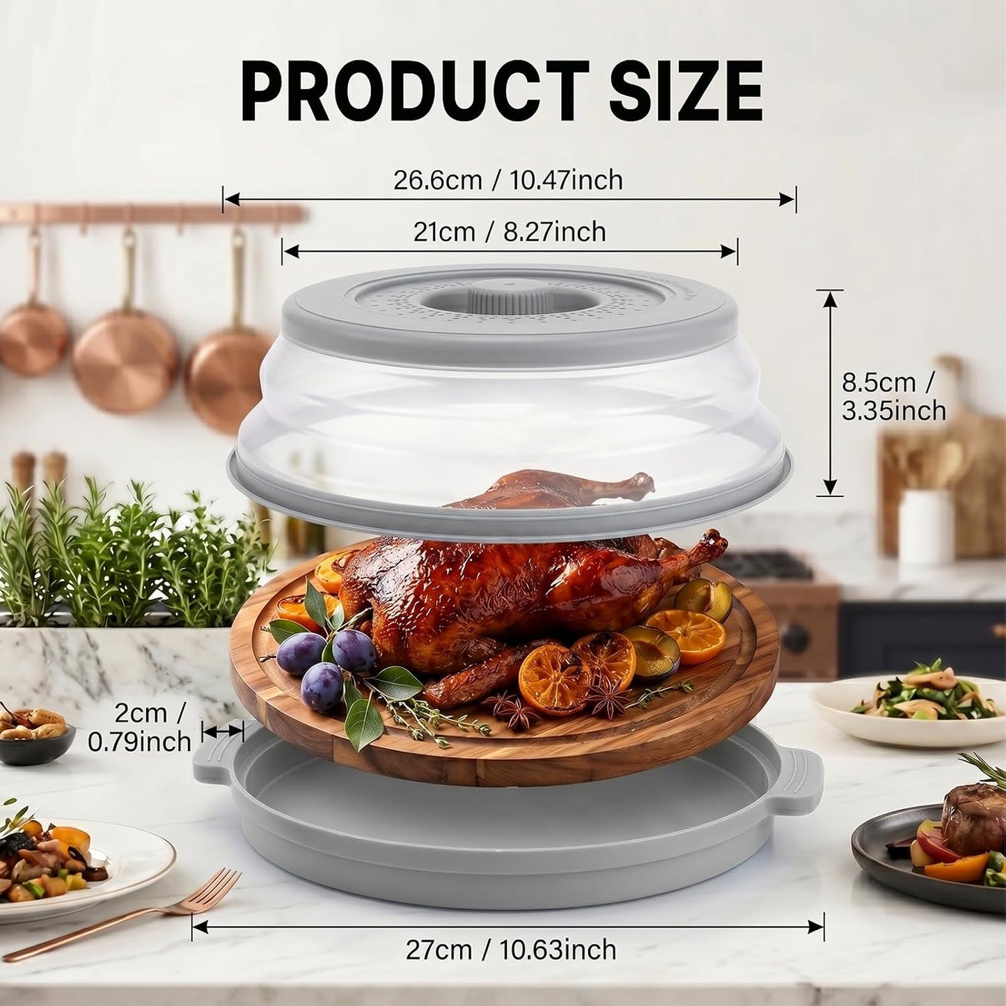 10 Inch Microwave Splatter Cover Vented for Food, Collapsible Splatter Guard with Handle, Anti-Splatter Plate Lid for Kitchen Fruit Vegetables, Dishwasher-Safe Easy Clean (black)