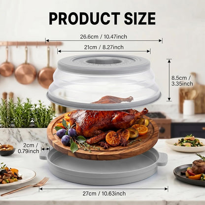 10 Inch Microwave Splatter Cover Vented for Food, Collapsible Splatter Guard with Handle, Anti-Splatter Plate Lid for Kitchen Fruit Vegetables, Dishwasher-Safe Easy Clean (black)