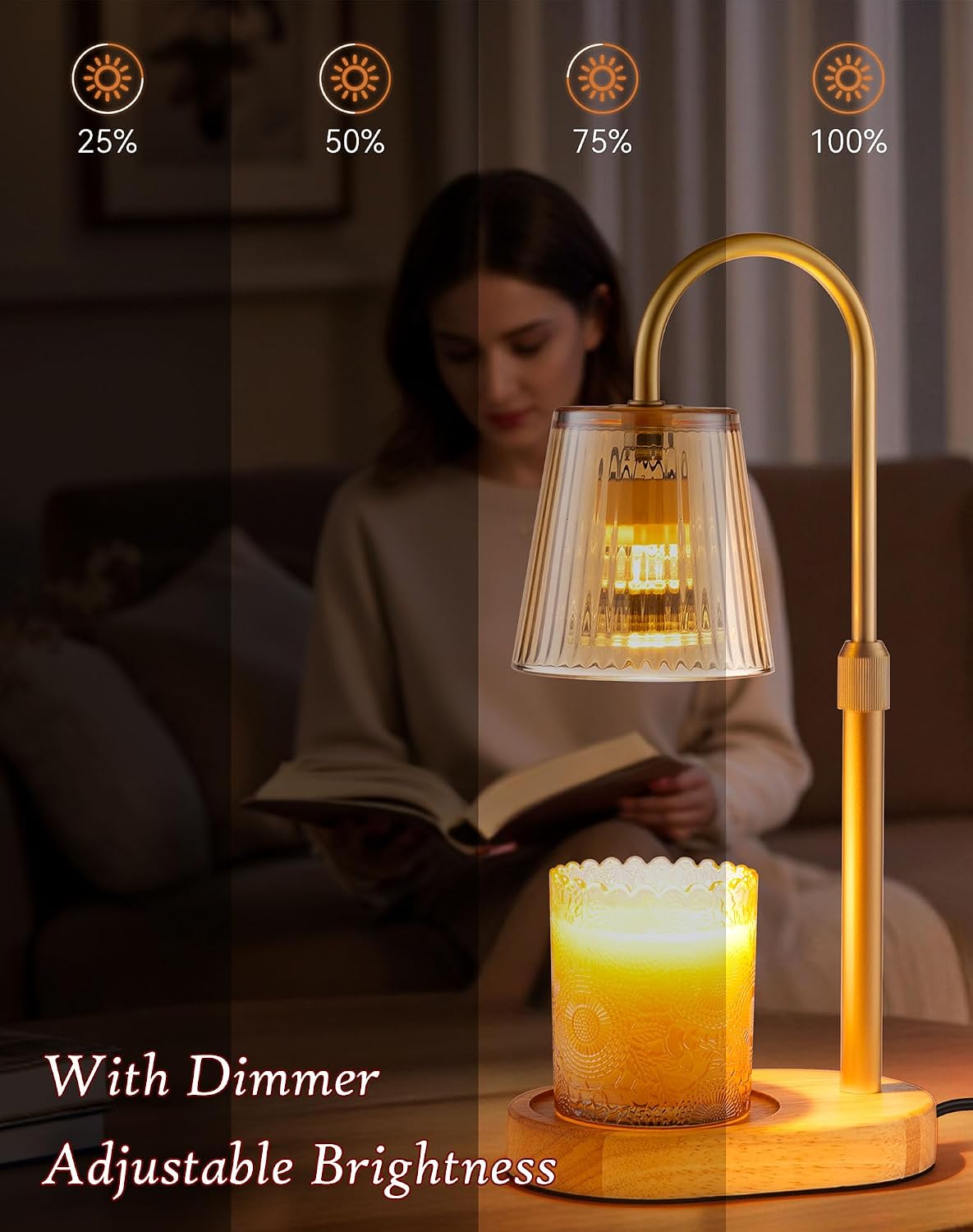 Adjustable Candle Warmer Lamp with Timer - Electric Light Wax Warming