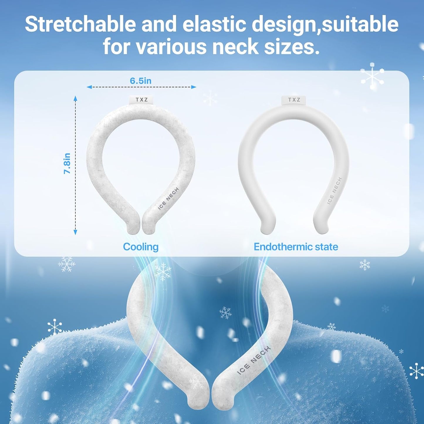 Cooling Neck Wrap for Summer Heat Relief, Wearable Ice Neck Cooling Tube with Quick Freeze Gel, Reusable Hands-Free Cold Band Lasts Up to 5 Hours for Outdoor, Yardwork, Workouts