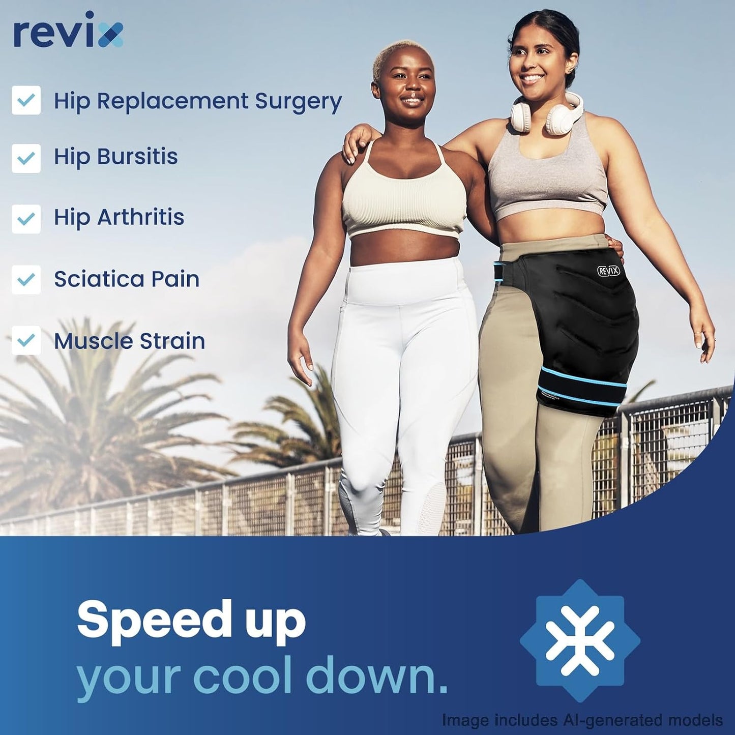 REVIX Extra Large Hip Ice Pack Wrap After Surgery, Hot Cold Packs for Hip | Reusable Gel Cold Pack for Hip Replacement Recovery, Sciatic Nerve, Cold Therapy Hip Flexor Compression Wrap, Black