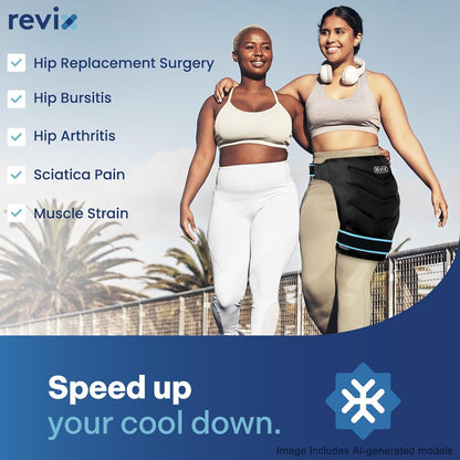 REVIX Extra Large Hip Ice Pack Wrap After Surgery, Hot Cold Packs for Hip | Reusable Gel Cold Pack for Hip Replacement Recovery, Sciatic Nerve, Cold Therapy Hip Flexor Compression Wrap, Black