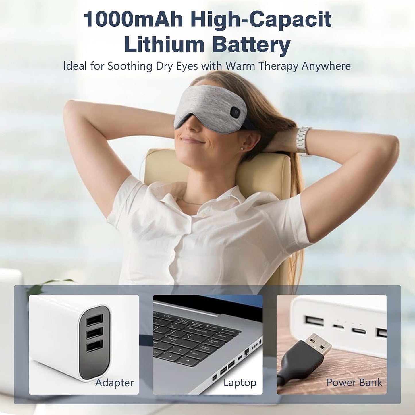 Heated Eye Mask Cordless, Warm Eye Compress for Dry Eyes Stye Blepharitis Chalazion MGD Eye Treatment, Heat Therapy to Unclog Gland, Soothe Tired and Sore Eyes (Gray)