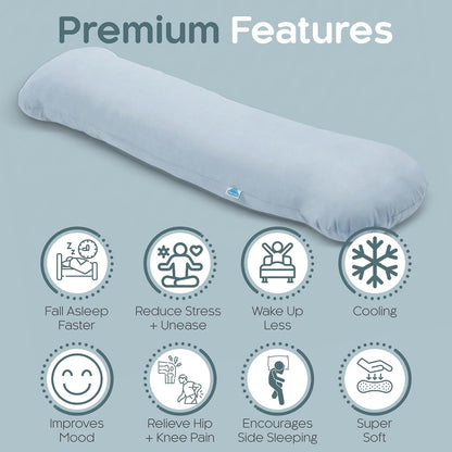 SleepCloud Weighted Body Pillow 6.5lbs, Cooling Tencel Cover, 41” x 10”