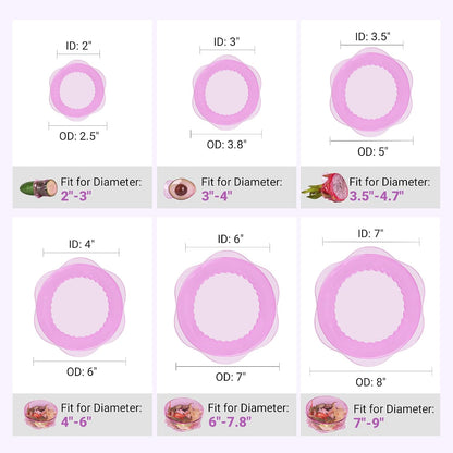 Silicone Stretch Lids for Food Storage in Fridge, Reusable Elastic Bowl Covers for Cup, Cans, Jars, Round & Rectangle Container, Food Grade Silicone Microwave Food Cover, Heat-Resistant, 6PCS