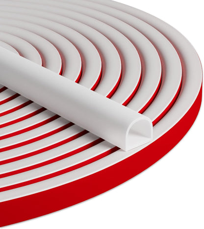 20FT Weather Stripping Door Seal, Self-Adhesive Silicone D-Shaped Seal Strip for Door Frame & Window Gaps, Soundproof Insulation Gap Filler