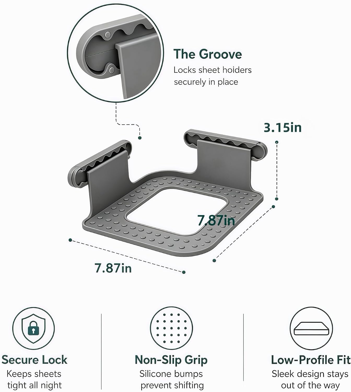 Upgraded Reinforced Bed Sheet Holders for Corners，Fitted Sheet Holder Clips, 4Pcs Grey | Adjustable Bed Sheet Clips to Keep Sheets in Place, Fitted Sheet Straps for Mattress, No Slip Bedding Clips for Bedroom