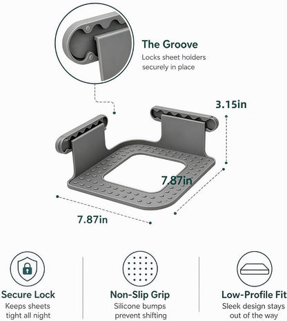Upgraded Reinforced Bed Sheet Holders for Corners，Fitted Sheet Holder Clips, 4Pcs Grey | Adjustable Bed Sheet Clips to Keep Sheets in Place, Fitted Sheet Straps for Mattress, No Slip Bedding Clips for Bedroom