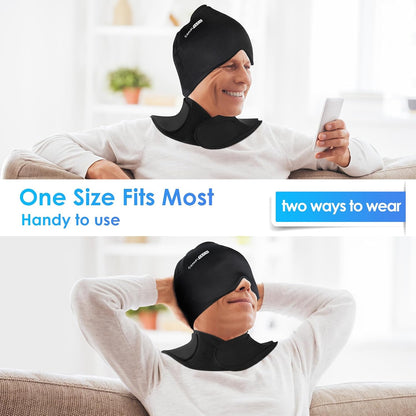 ComfiTECH Cold Cap and Neck Ice Pack Wrap Gel Combo, Care Package for Head and Cervical, Medium | Flexible after Frozen, Cold Cap & Cervical Cold Pack, Relieve Head & Eye, Stiff Neck, Office Tension, Sports Soreness