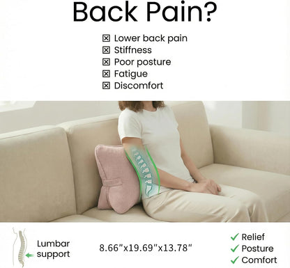 Pat. Pend. Corduroy Lumbar Support Back Pillow for Watching TV, Reading & Gaming, Ergonomic Triangle Support Cushion for Sofa, Armchair & Bed Sitting, Removable Washable Cover, Beige Gray