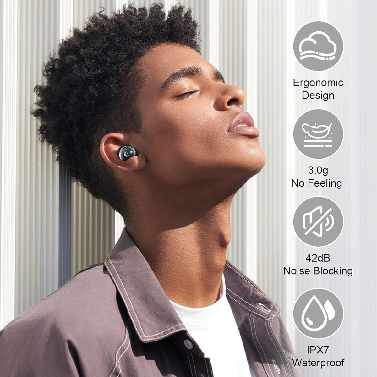 VEKJ Sleep Earbuds Bluetooth 5.4, 48H Smart Touch Screen in Ear Ear Buds, 2025 Mini Sleep Headphones Small Design for Side Sleepers, 5 EQ Modes, Clear Calls, IPX7 Waterproof in Ear Earphones