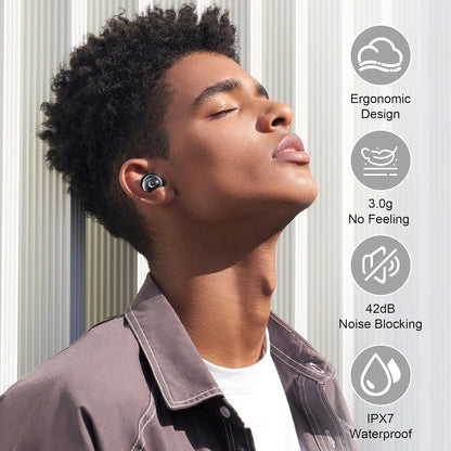 VEKJ Sleep Earbuds Bluetooth 5.4, 48H Smart Touch Screen in Ear Ear Buds, 2025 Mini Sleep Headphones Small Design for Side Sleepers, 5 EQ Modes, Clear Calls, IPX7 Waterproof in Ear Earphones