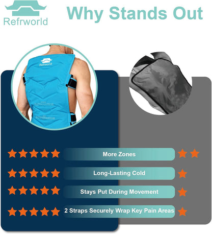 XXL Long-Lasting Cold Ice Pack Wrap for Full Back Pain Relief——Reusable Gel Ice Pack for Shoulder,Hip,Thigh&Calf——21"x13" Robin's Egg Blue