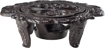 6.1 Inches Cast Iron Teapot Warmer Dish Cups Trivet,Flower-Shaped Design with Tealight Holder - Heavy Duty & Decorative Candle Holder Stands for Heat Food Coffee Milk or Tea